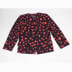 E. Strauss Vintage Black and Red Print Blazer